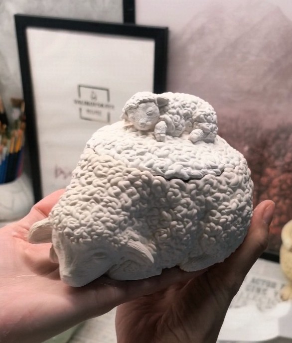 Шкатулка овечка с крышкой ягнёнка